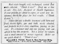 William Ernest FEIGE - North Adams Transcript North Adams, Massachusetts August 31, 1905