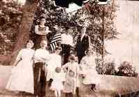 Helen Louise FEIGE - Bottom L to R: Charlotte Salisbury Feige, George W. Feige, Helen Feige, Anna Feige (child), Cliff Feige (child), ?, Dot Feige (baby)  Top Row: Georg
