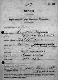 Marie Reine FERGUSON - 1915 Death Tracadie New Brunswick, Provincial Returns of Deaths, 1815-1919