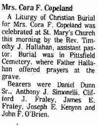 Cora E FRALEY - The Berkshire Eagle Pittsfield, Massachusetts February 18, 1976