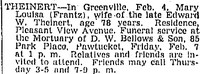 Mary Louisa (A.K.A. Louise Marie) FRANTZ - Death Notice