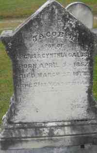 Jacob M GALUSHA - Grave CYNTHIA RUSSELL, w. Marcius Galusha, b. July 28, 1826, d. Feb. 19, 1859. JACOB M., s. Marcius & Cynthia Galusha, b. April 3, 1857, d. Marc