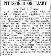 Matlida "Tillie" Louise GIMLICH - The Spingfield Daily Republican Springfield, Massachusetts Thursday, August 17, 1939