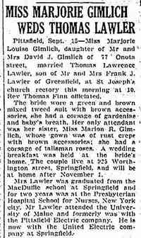 Marjorie Louise GIMLICH - Date: September 16, 1934 Location: Massachusetts Paper: Springfield Republican