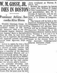 Wendell Morrison GOSSE - The Springfield Union Springfield, Massachusetts Monday, August 8, 1960