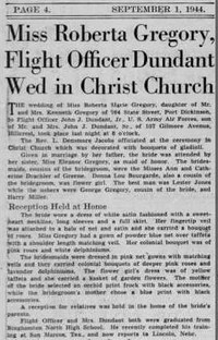 Roberta Marie GREGORY - 1944 marriage