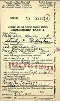 Shirley Elizabeth HABERSHON - Name: Shirley E Habershon Issue Date: May 1944 Educational Institution: Grace Hospital School of Nursing School Location: New Haven, Connecticut
