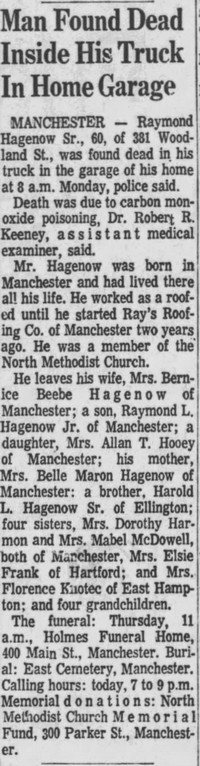 Raymond Lewis HAGENOW - Death