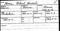 Robert Howard HORN - Name:	Robert Howard Horn Birth Date:	26 Mar 1905 Birth Place:	Adams Death Date:	11 Aug 1962 Last Residence Place:	Adams Lodge:	Berkshire Occupat