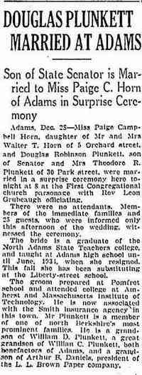 Paige Campbell HORN - Springfield Republican Springfield, Massachusetts Saturday, December 29, 1934