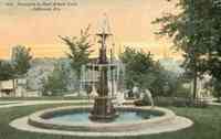 Jefferson, Wisconsin, USA - Fountain in High School Yard, Jefferson, Wis.