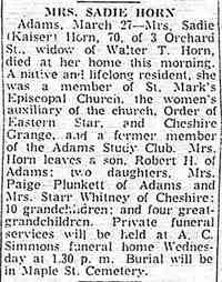 Sadie Miller KAISER - The Springfield Union Springfield, Massachusetts Wednesday, March 28, 1956