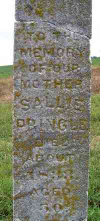 Sarah "Sallie" KELLOGG - Grave Inscription: TO THE MEMORY OF OUR MOTHER SALLIE PRINGLE DIED ABOUT 1833 AGED 50.