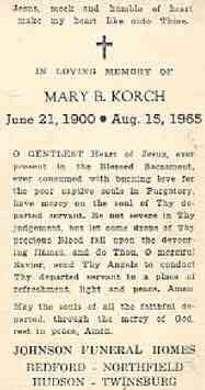 Mary Beatrice KORCH - Prayer card for Mary B. Korch - Thanks to Andrea Flowers