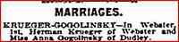 Herman Gustave KRUEGER - Matrimony Notice Date: 1897-05-09 Paper: Worcester Daily Spy Massachusetts  