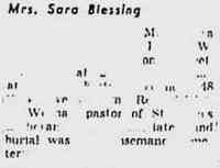 Sarah LAAGER - possible obituary (unable to read) Meriden Record Meriden, Connecticut Saturday morning, March 24, 1951