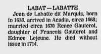 Jean LABATTE dit MARQUIS -