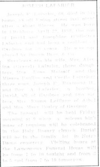 Joseph Wilfred LAFARIER - Obituary
