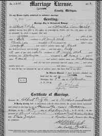 Albert William Carl TOTZKE - 1912 marriage Michigan, County Marriages, 1820-1940