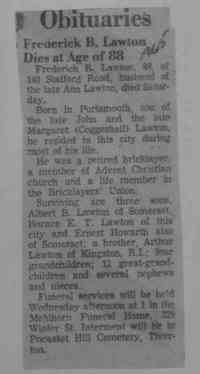 Frederick Borden LAWTON - 1965 obituary