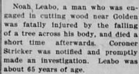 Noah W LEABO - Death