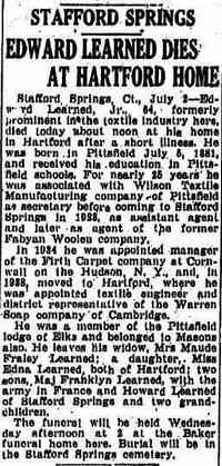 Edward LEARNED - Date: July 03, 1945 Location: Massachusetts Paper: Springfield Republican