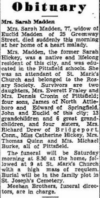 Sarah HICKEY - Obituary