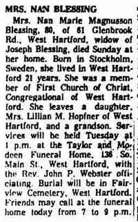 Nan Marie MAGNUSSON - The Hartford Courant Hartford, Connecticut Date: Nov 30, 1964