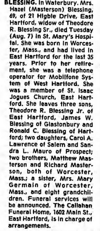 Hazel Gertrude MASTERSON - Obituary