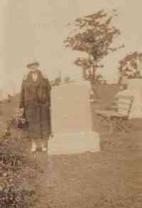 Frances Mary "Fannie" MESICK - Frances M. Blessing at the grave of her husband, Charles T. Blessing