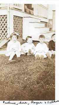 Suzanne M METRAS - 1936 l to r: Pauline Metras, Suzanne Metras, Roger Tremblay, Arthur Metras