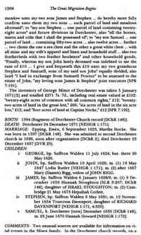 George MINOT - The Great Migration Begins: Immigrants to New England 1620-1633, Volumes I-III. (Online database: AmericanAncestors.org, New England Historic Genealog