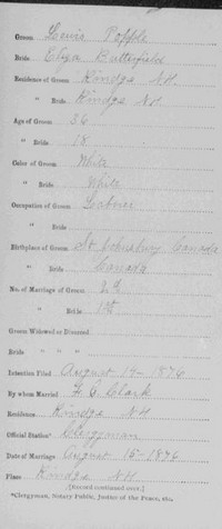 Louis POPPLE (TREMBLAY) - 1876 marriage (part 1)