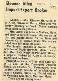 Eleanor Wentworth MOULTON - Obituary