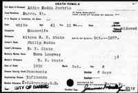 Addie NEDDO - Vermont State Archives and Records Administration; Montpelier, Vermont; Vermont Death Records, 1909-2008