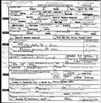 Albert NEDDO - Vermont State Archives and Records Administration; Montpelier, Vermont; Vermont Death Records, 1909-2008