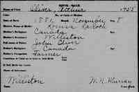 Arthur John OLIVER (OLLIVIER) - Birth Vermont, Vital Records, 1760-1954