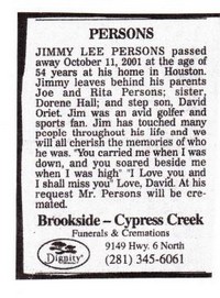 Jimmy Lee PERSONS - Obituary