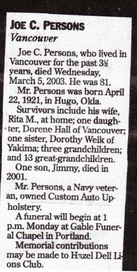 Joe Crowley PERSONS - Obituary