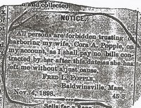 Frederick Lyman POPPLE - Wifes debts