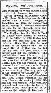 Frederick Lyman POPPLE - Divorce