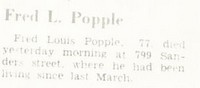 Frederick Lyman POPPLE - Obituary