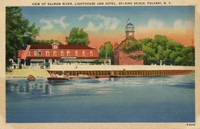Richland, New York, USA - View of Salmon River, Lighthouse and Hotel, Selkirk Beach, Pulaski, N.Y.