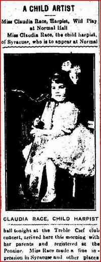 Claudia Marguerite RACE - Oswego Daily Times, Friday Evening, April 23, 1915