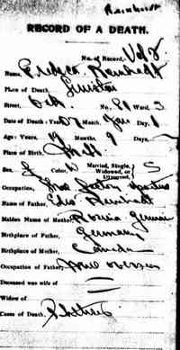 Frederica Georgianna REINHARDT - Death