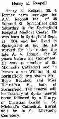 Henry E REOPELL - Obituary