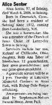 Mabel Alice ROBINSON - News-Sun Sebring, Florida Wednesday, March 8, 2006