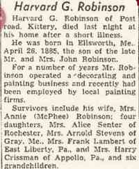 Harvard Greeley ROBINSON - Portsmouth Herald, Portsmouth, NH Dec 12, 1949