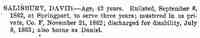 David SALISBURY - One Hundred and Sixtieth Infantry http://dmna.ny.gov/historic/reghist/civil/rosters/ Infantry/160th_Infantry_CW_Roster.pdf