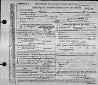 Olive SAULNIER (SONIER) - 1932 Death Certificate New Brunswick, Death Certificates, 1920-1934